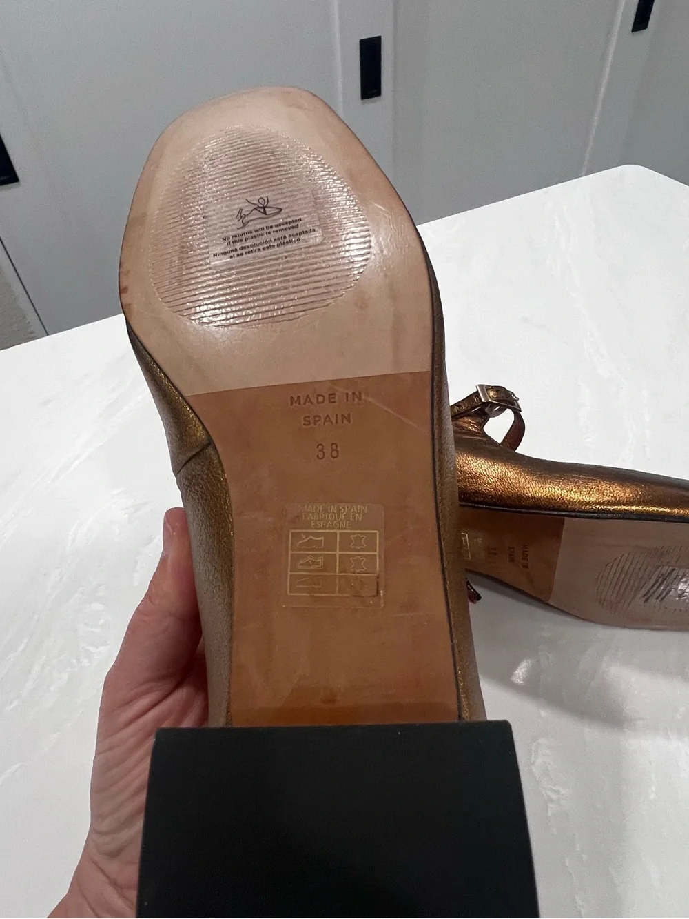 Maeve by Anthropology Women's Mary Jane Shoes Size 38 US 7 Gold Brown Metallic